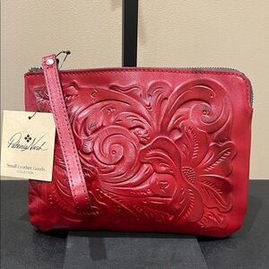 Patricia Nash | Leather Wristlet w/ Tooled Design in “Lava”